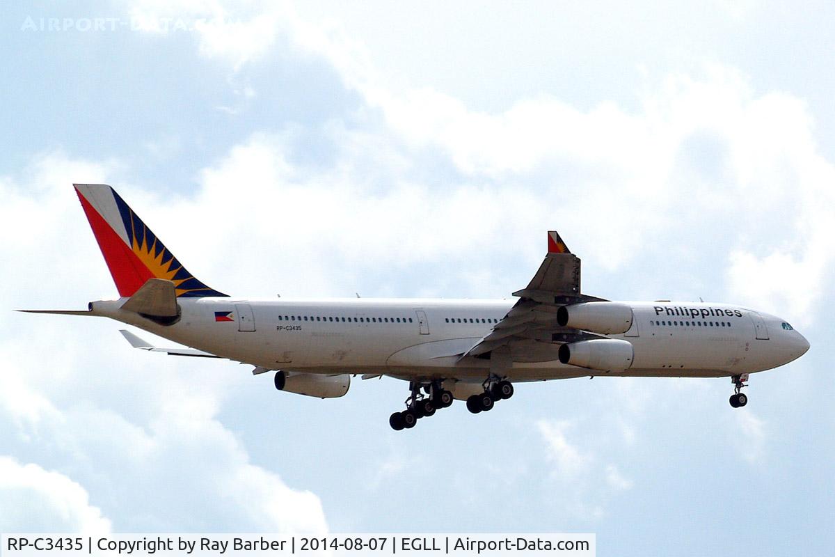 RP-C3435, 2000 Airbus A340-313X C/N 302, Airbus A340-313X [302] (Philippine Airlines) Home~G 07/08/2014. On approach 27L.