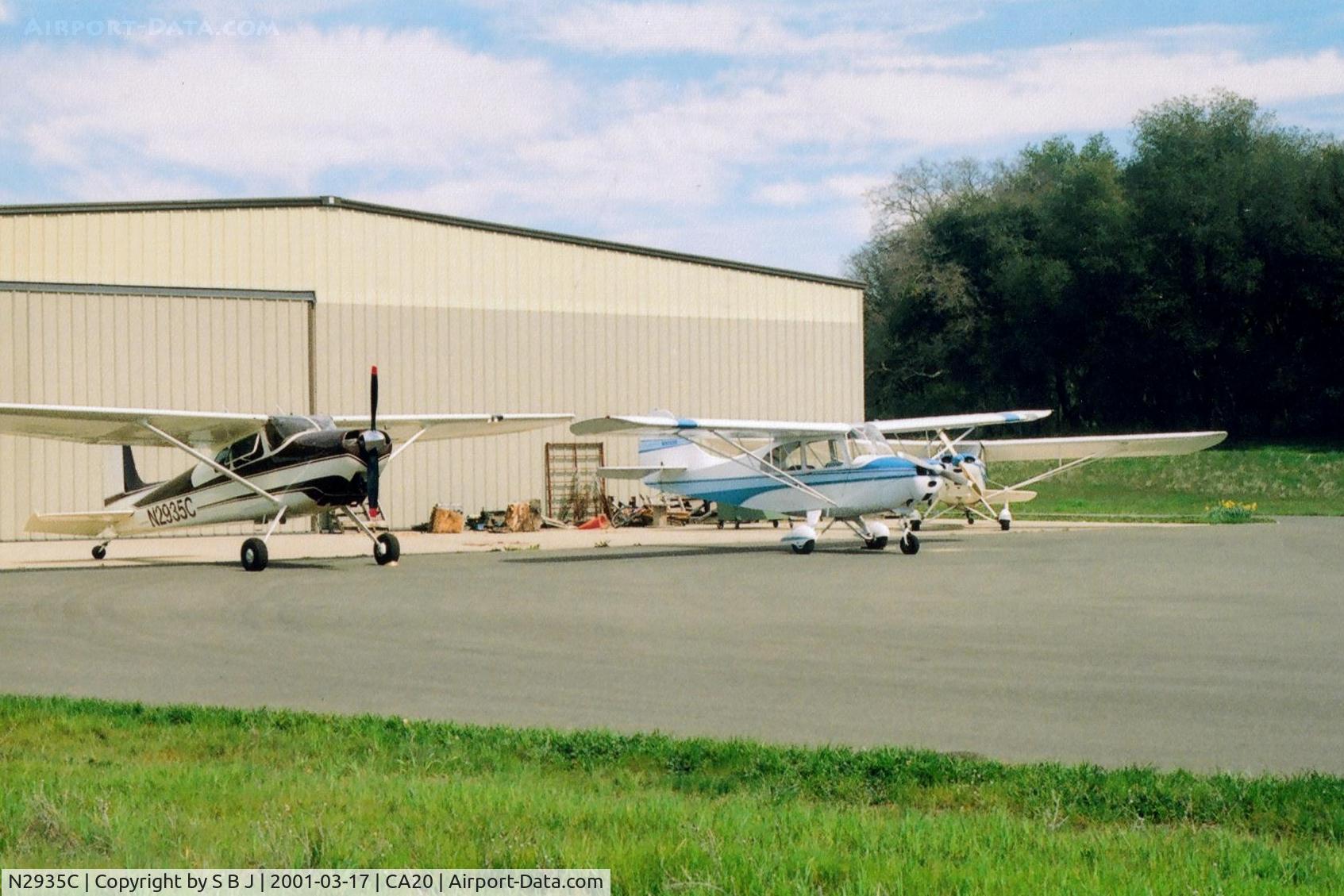 N2935C, 1954 Cessna 180 C/N 30835, 35C at  Eagles Nest airport (CA20). This flight was to see a P51 Mustang, which we did. 
