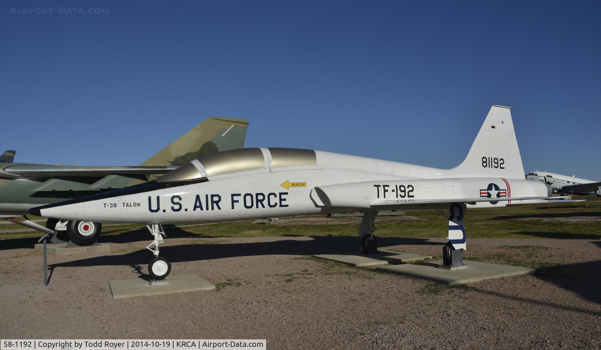 58-1192, 1958 Northrop YT-38A Talon C/N N.5002, At the South Dakota Air and Space Museum