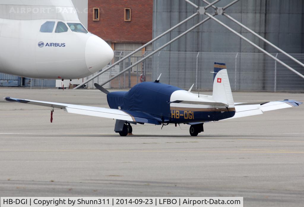 HB-DGI, 1982 Mooney M20K 231 Turbo C/N 25-0693, Parked at the General Aviation area...