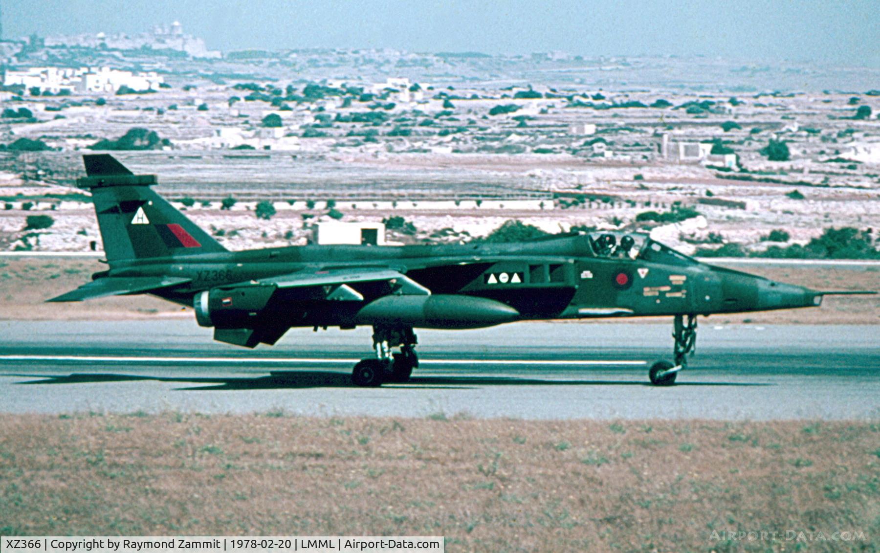 XZ366, 1976 Sepecat Jaguar GR.1A C/N S.133, Sepecat Jaguar GR1 XZ366/H of 2Sqd on RW06 at RAF Luqa back in Feb 1978.