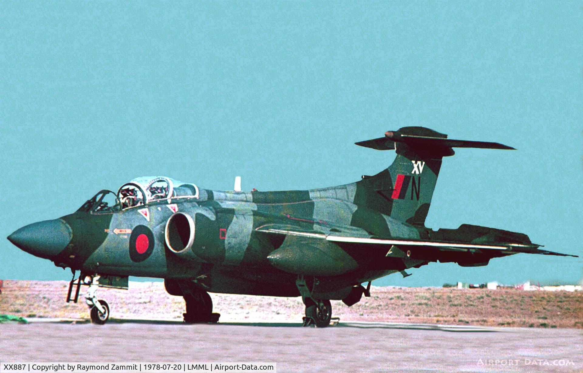 XX887, 1974 Hawker Siddeley Buccaneer S.2B C/N B3-03-73, HS Buccaneer S.2B XX887/N of 15Sqd RAF parked at RAF Luqa Malta.