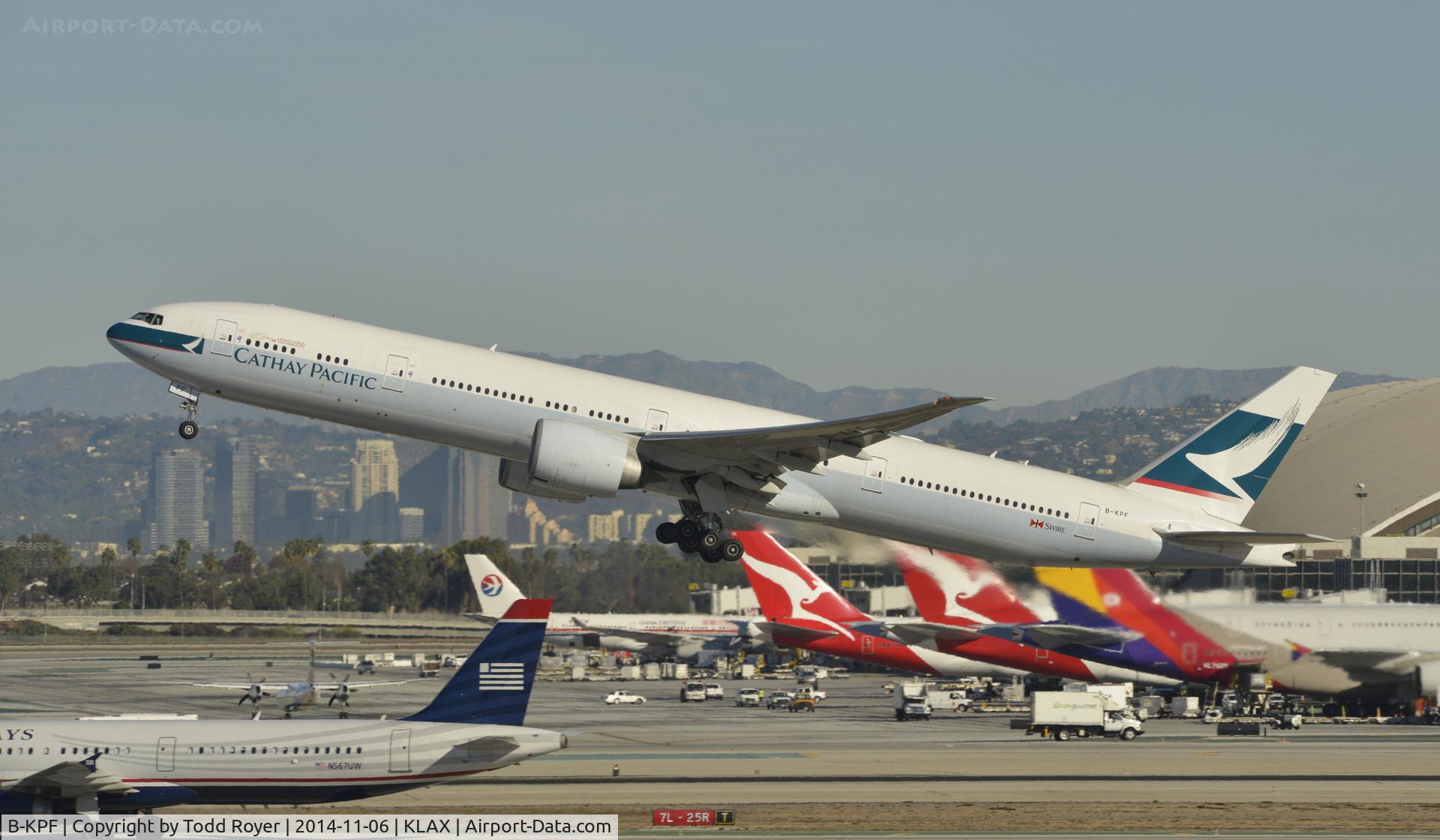 B-KPF, 2008 Boeing 777-367/ER C/N 36832/692, Departing LAX on 25R