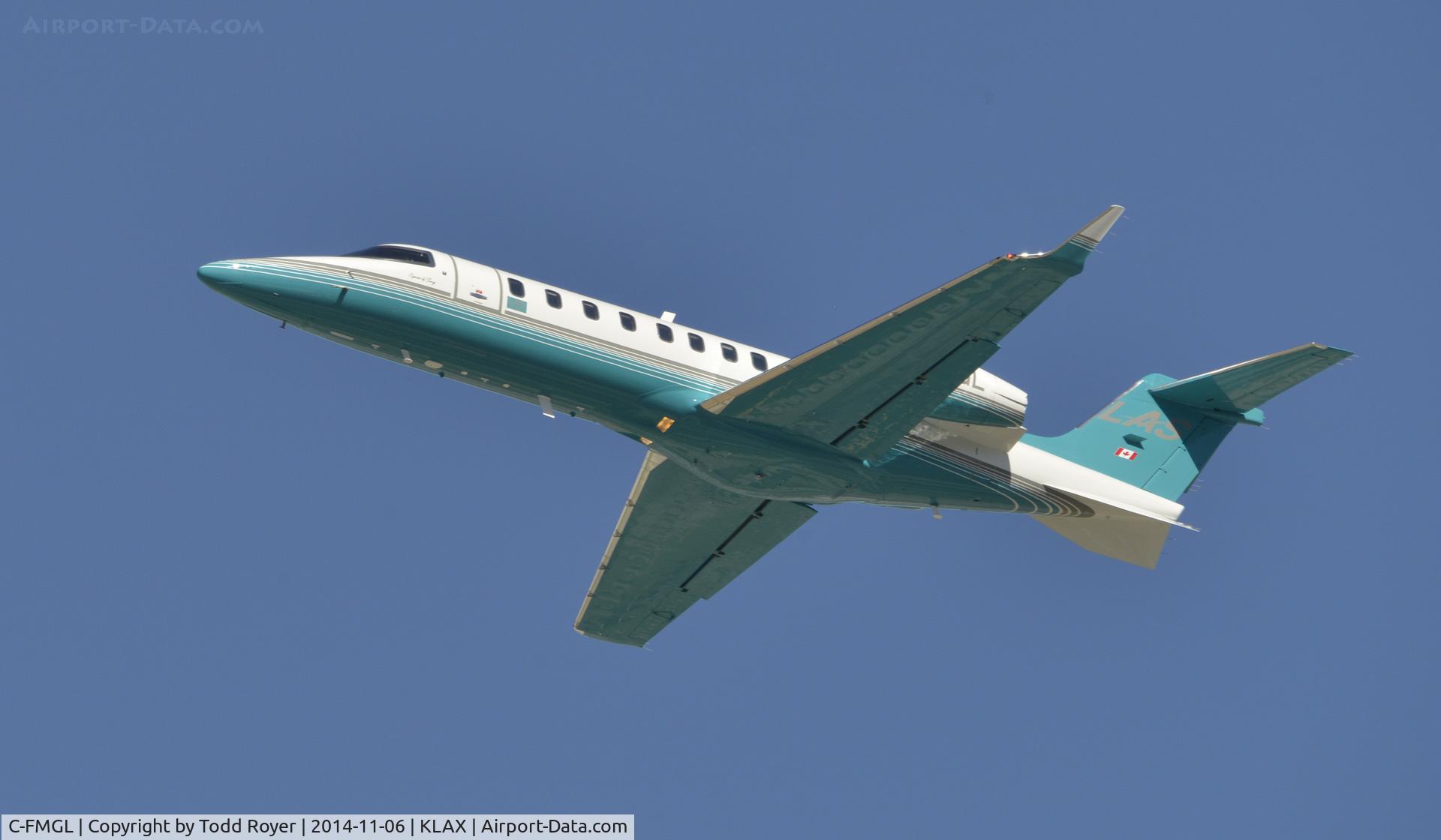 C-FMGL, 2013 Learjet 45 C/N 45-463, Departing LAX on 25L