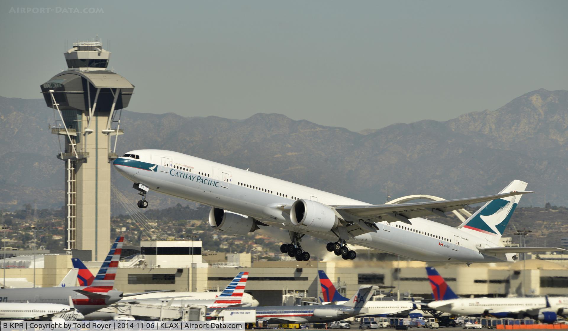 B-KPR, 2010 Boeing 777-367/ER C/N 36163, Departing LAX on 25R