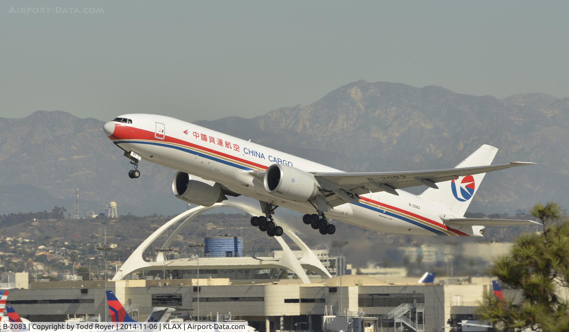 B-2083, 2011 Boeing 777-F6N C/N 37717, Departing LAX on 25R
