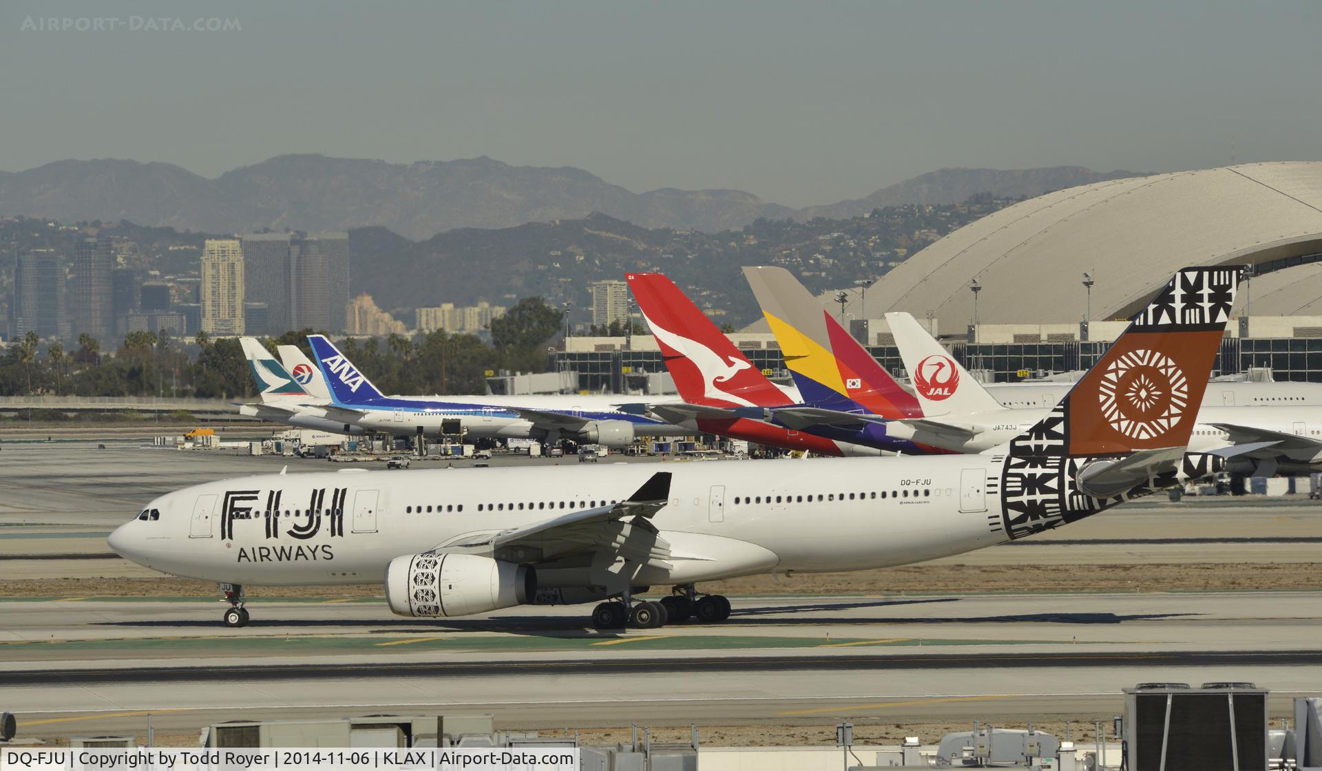 DQ-FJU, 2013 Airbus A330-243 C/N 1416, Taxiing to gate at LAX