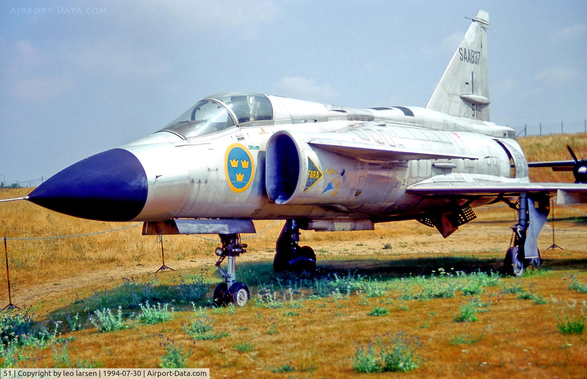 51, 1967 Saab AJ37 Viggen C/N 37-1, Malmslätt Museum Sweden 30.7.94