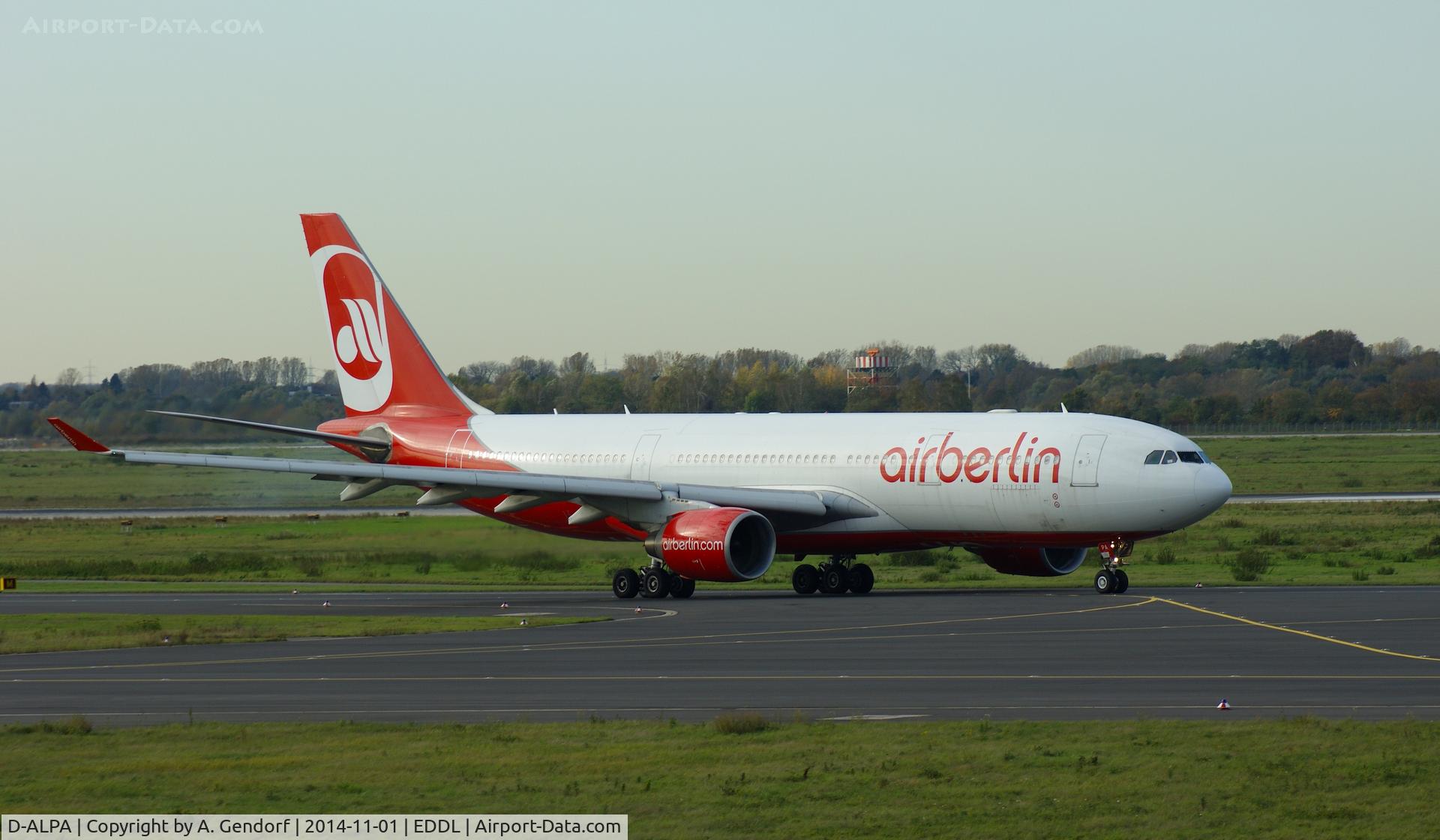 D-ALPA, 2001 Airbus A330-223 C/N 403, Air Berlin, is here rolling down taxiway 