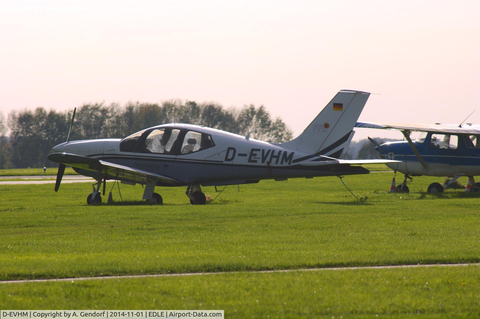 D-EVHM, 1998 Socata TB-20 Trinidad C/N 1837, Private (untitled), is here parked on the grass apron of the regional airport Essen / Mülheim(EDLE)