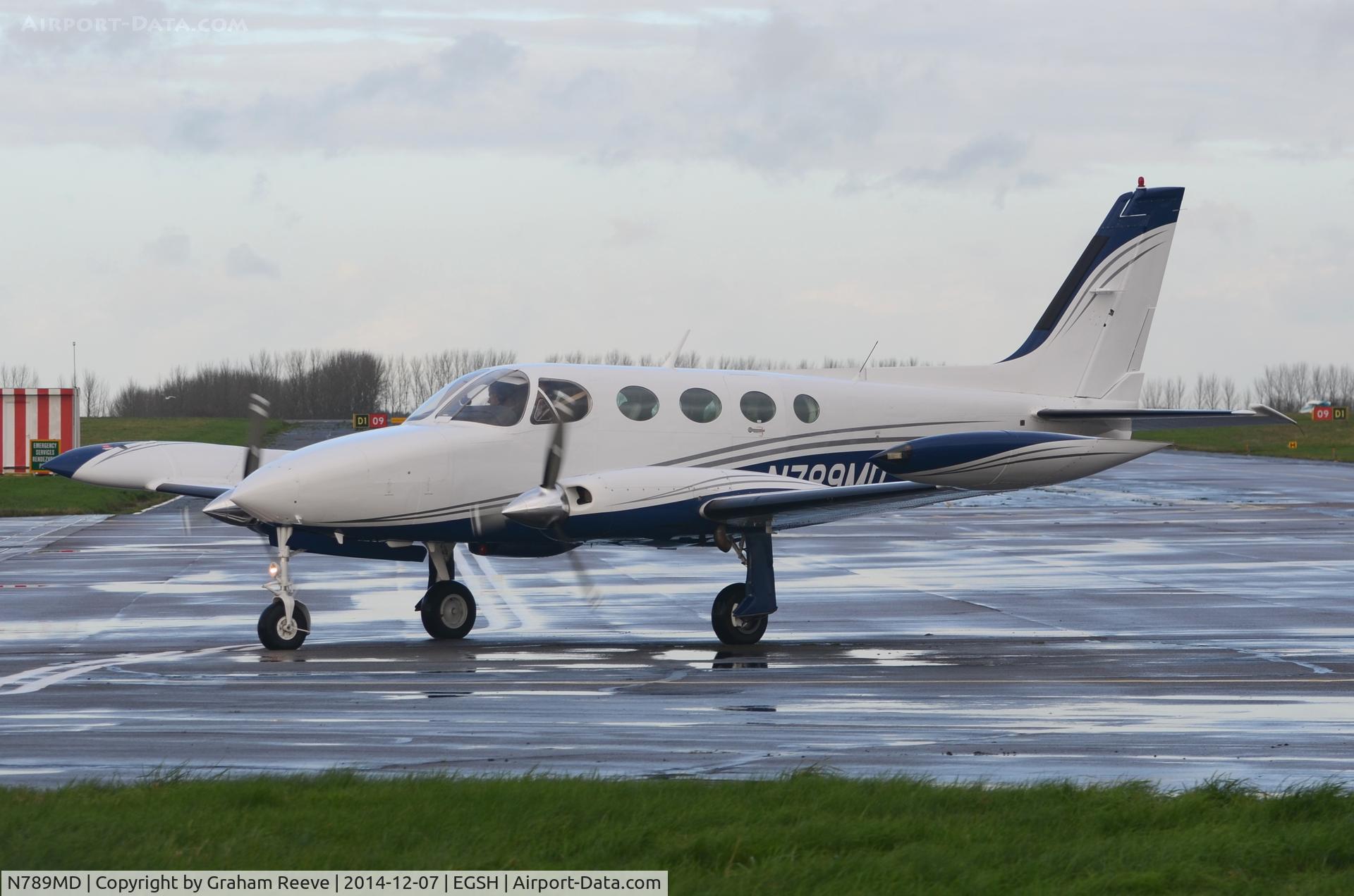 N789MD, 1980 Cessna 340A C/N 340A1021, Just landed at Norwich.