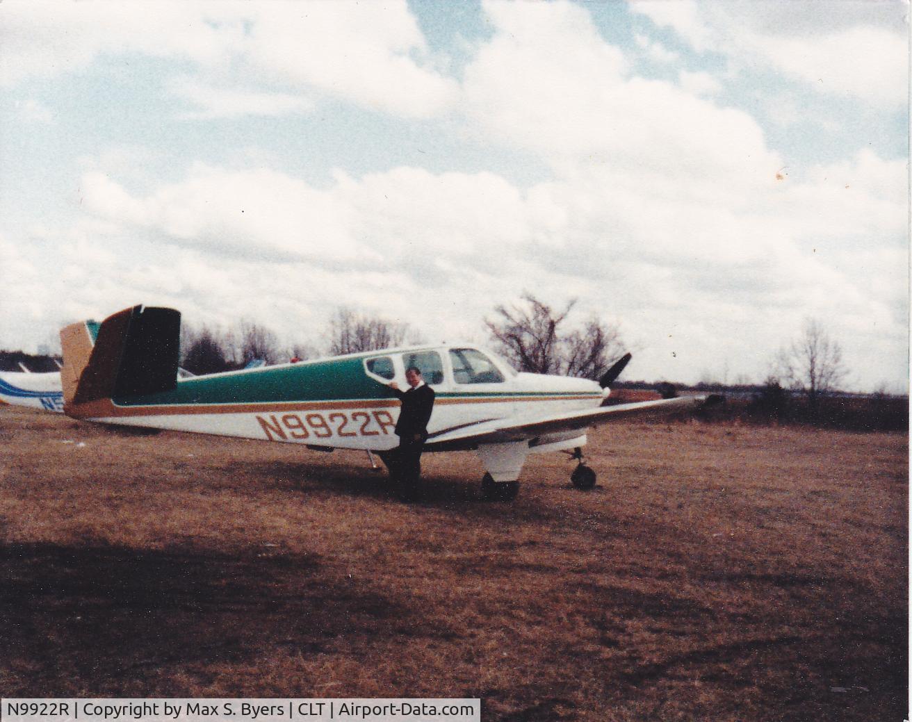 N9922R, 1960 Beech M35 Bonanza C/N D-6495, Photo taken at FBO, Douglas Municipal Airport, Charlotte, NC in March 1984.
