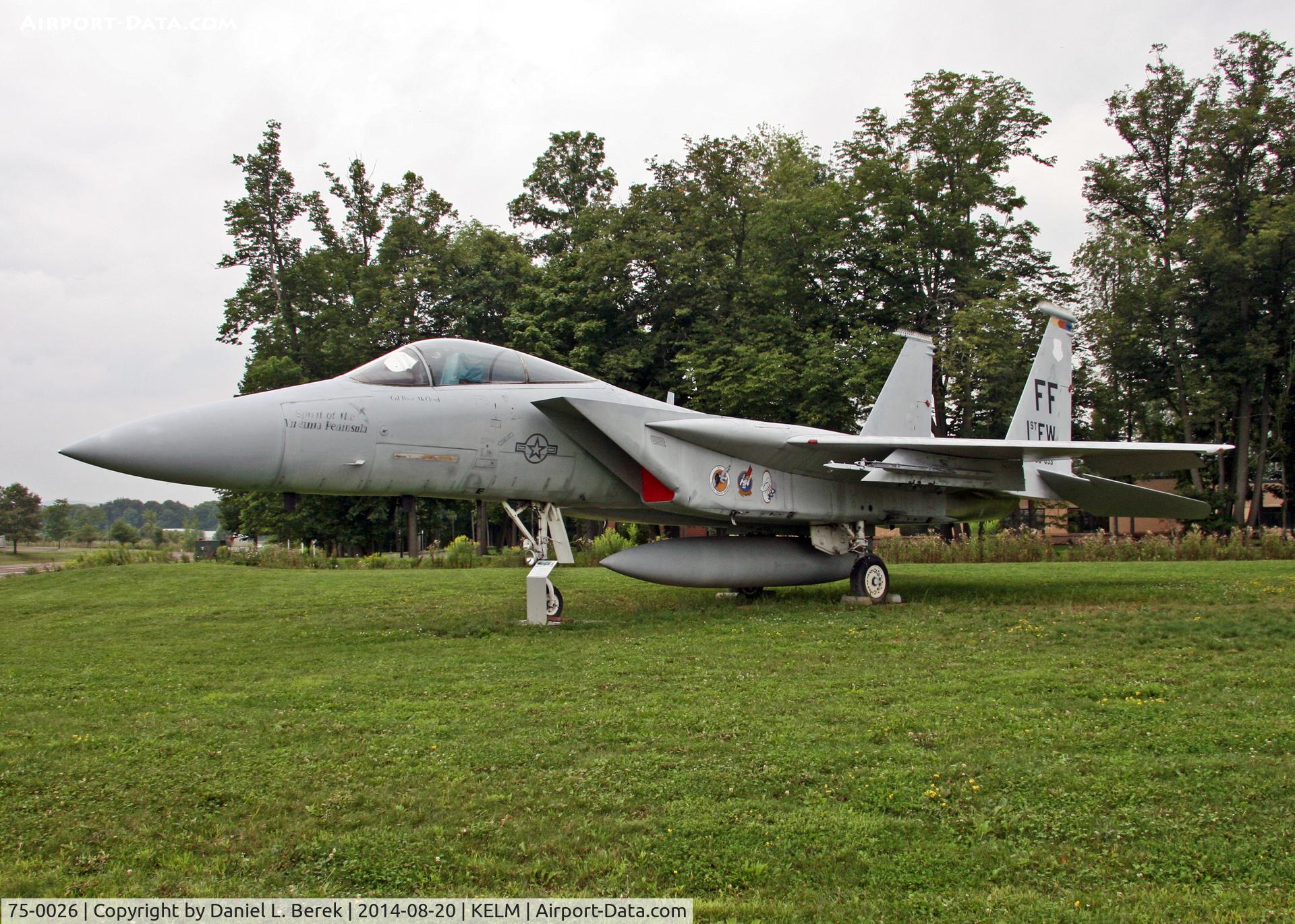 75-0026, 1975 McDonnell Douglas F-15A Eagle C/N 123/A106, This fine early Eagle has been honorably preserved at the Wings of Eagles Discovery Center, near Elmira, NY.  She is painted in the markings of 83-0033.