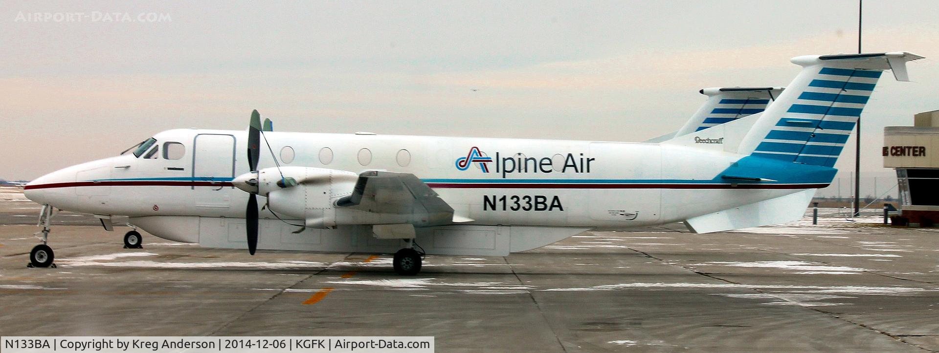N133BA, Beech 1900C C/N UB-54, Beech 1900C from Alpine Air on the ramp in Grand Forks, ND.