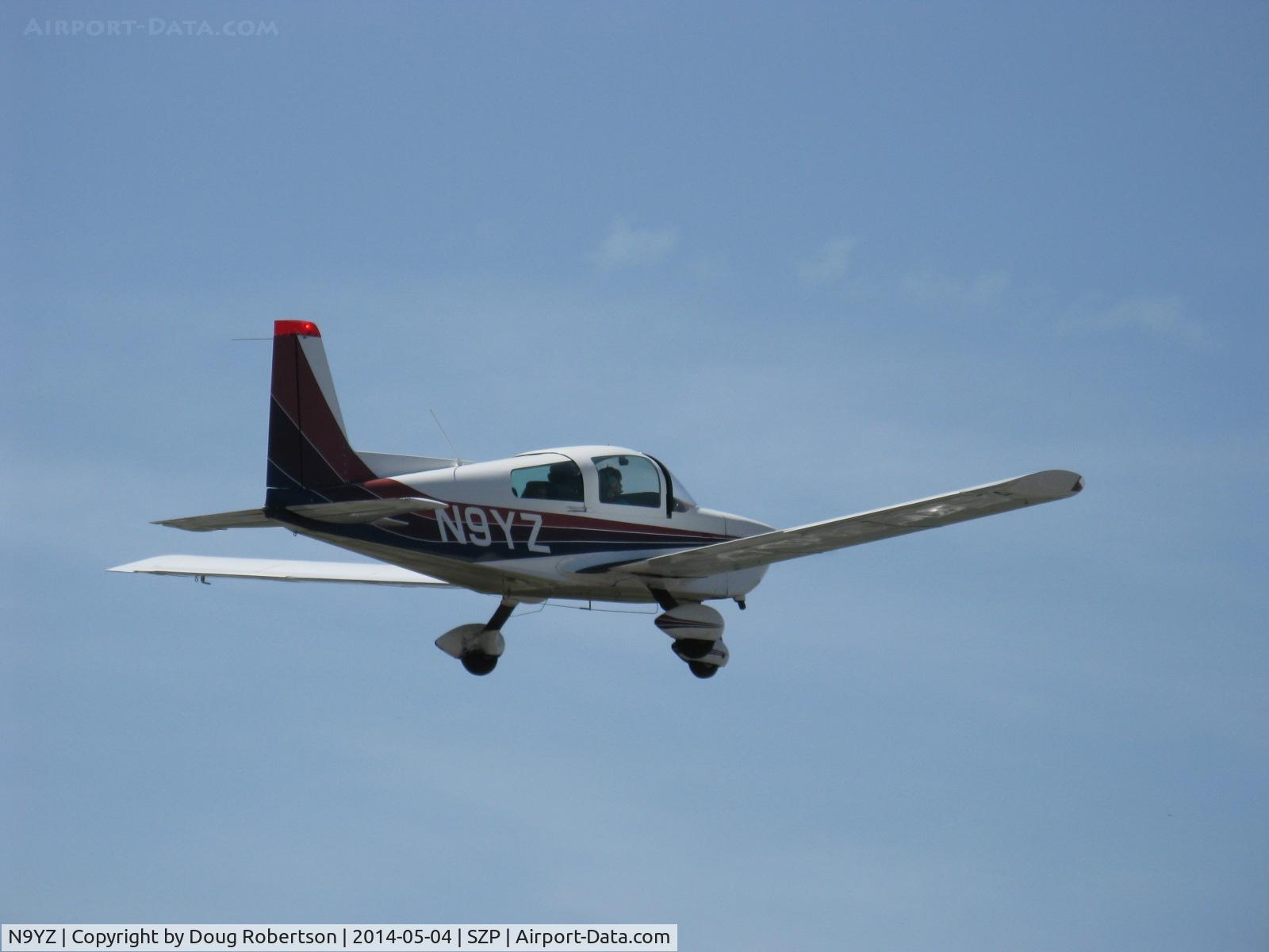 N9YZ, 1975 Grumman American AA-5A Cheetah C/N AA5-0822, 1975 Grumman American AA-5A CHEETAH, Lycoming O-320 150 Hp, takeoff climb Rwy 22, Young Eagles flight