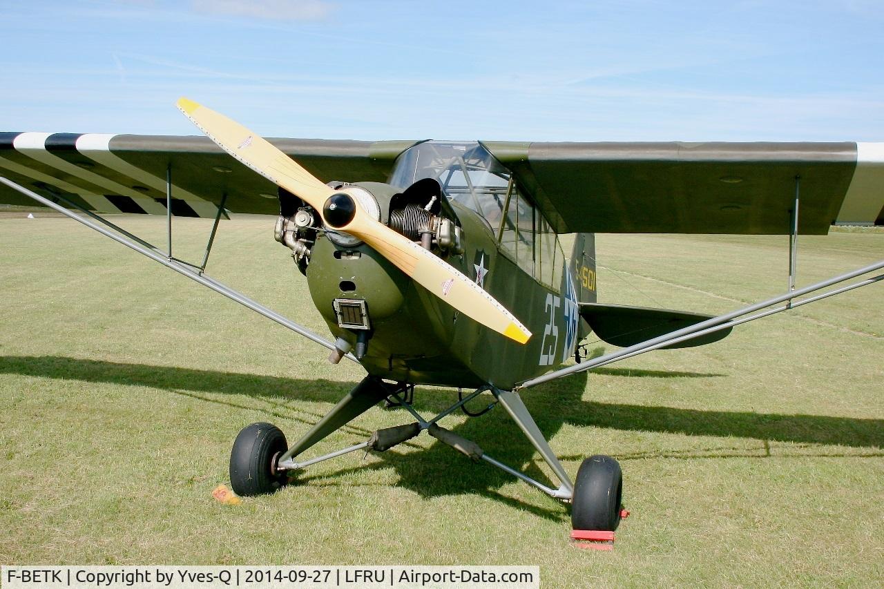 F-BETK, 1945 Piper L-4J Grasshopper (J3C-65D) C/N 13241, Piper J3C-65 Cub, Static display, Morlaix-Ploujean airport (LFRU-MXN) air show in september 2014