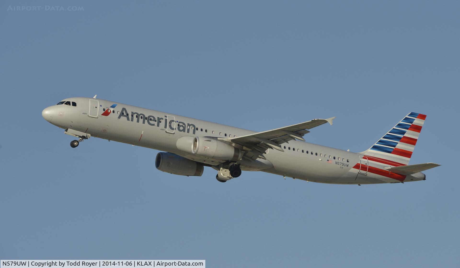 N579UW, 2014 Airbus A321-231 C/N 6100, Departing LAX on 25R