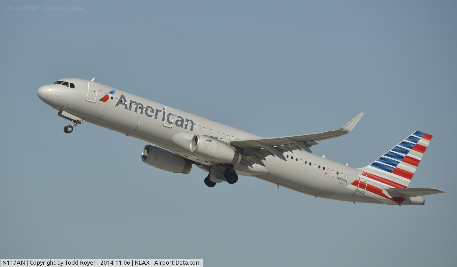 N117AN, 2014 Airbus A321-231 C/N 6094, Departing LAX on 25R