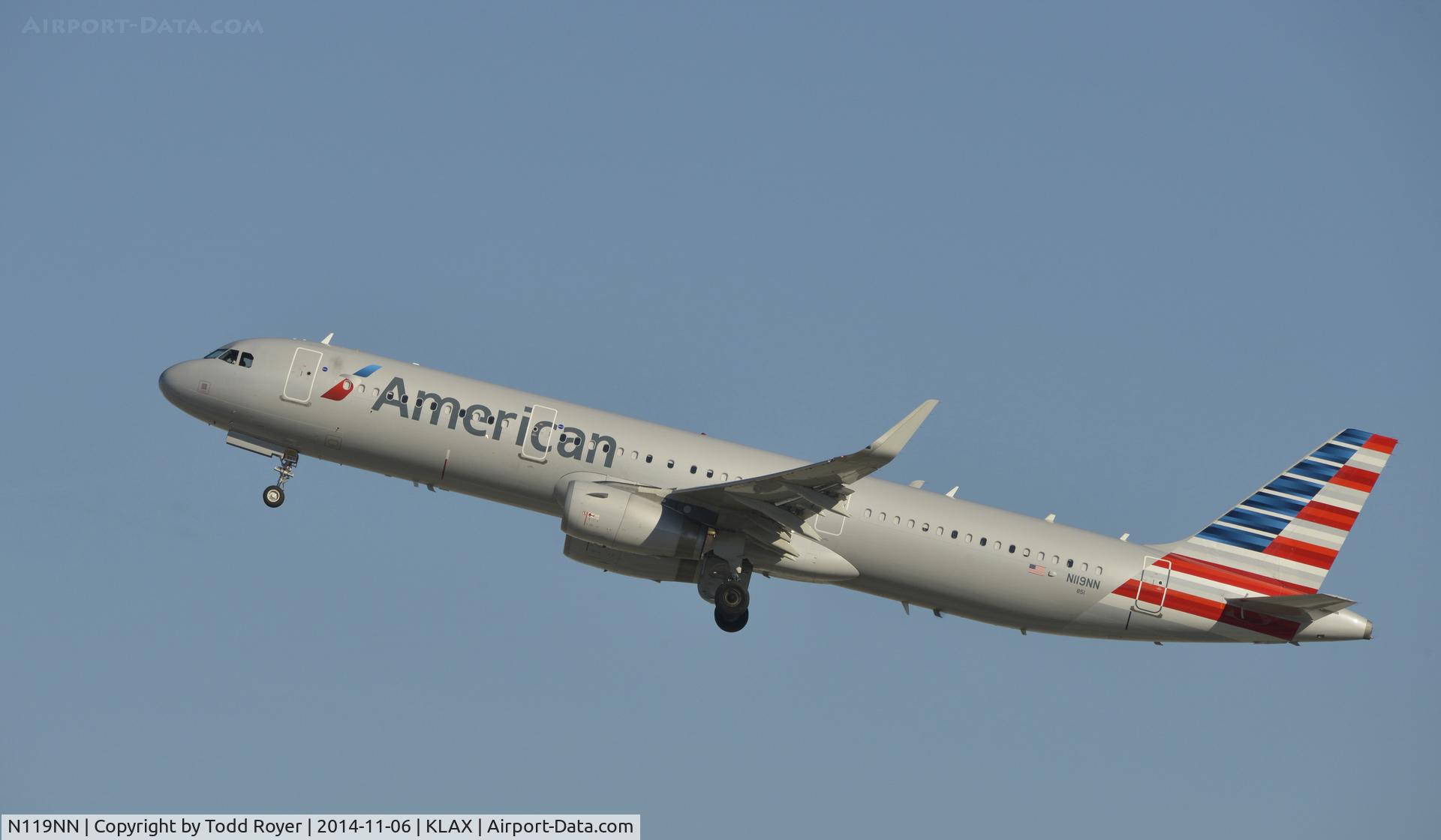 N119NN, 2014 Airbus A321-231 C/N 6222, Departing LAX on 25R