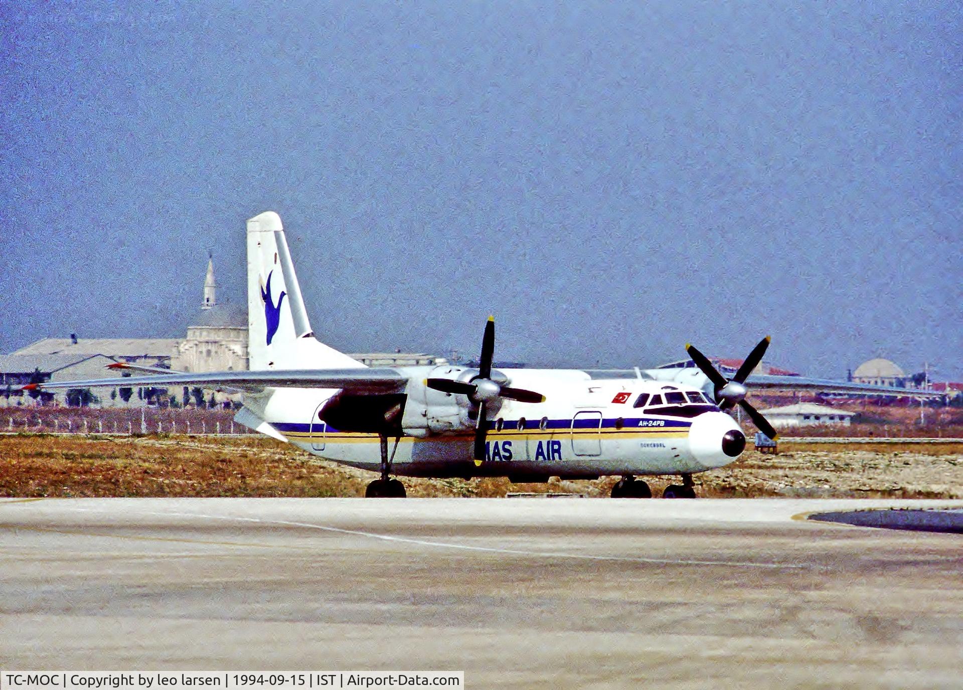 TC-MOC, 1973 Antonov An-24RV C/N 37308902, Istanbul 15.9.94.