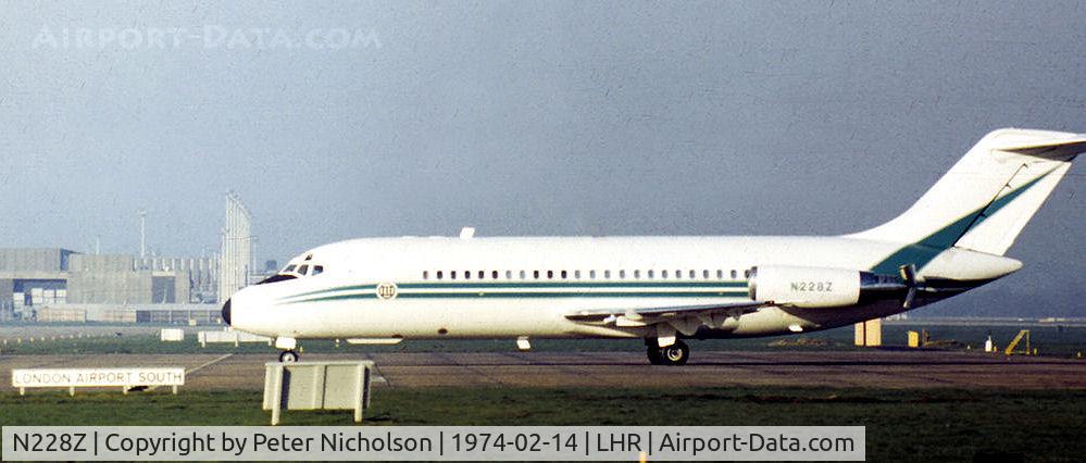 N228Z, 1968 Douglas DC-9-15 C/N 47151/285, DC-9-15 of Tracy Investment Corporation as seen at Heathrow in February 1974.