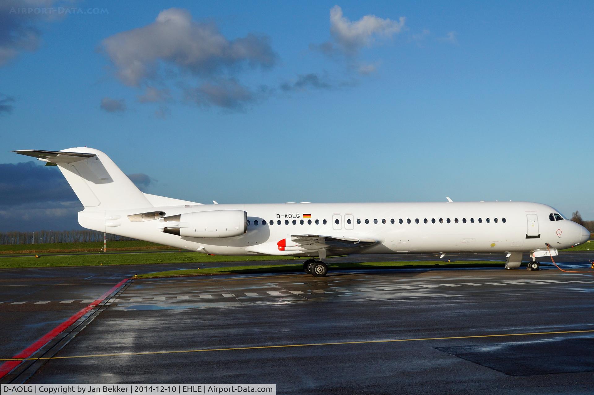 D-AOLG, 1993 Fokker 100 (F-28-0100) C/N 11452, Now without the OLT EXPRESS livery but still without the new livery of its current owner Avantiair. Perhaps they 