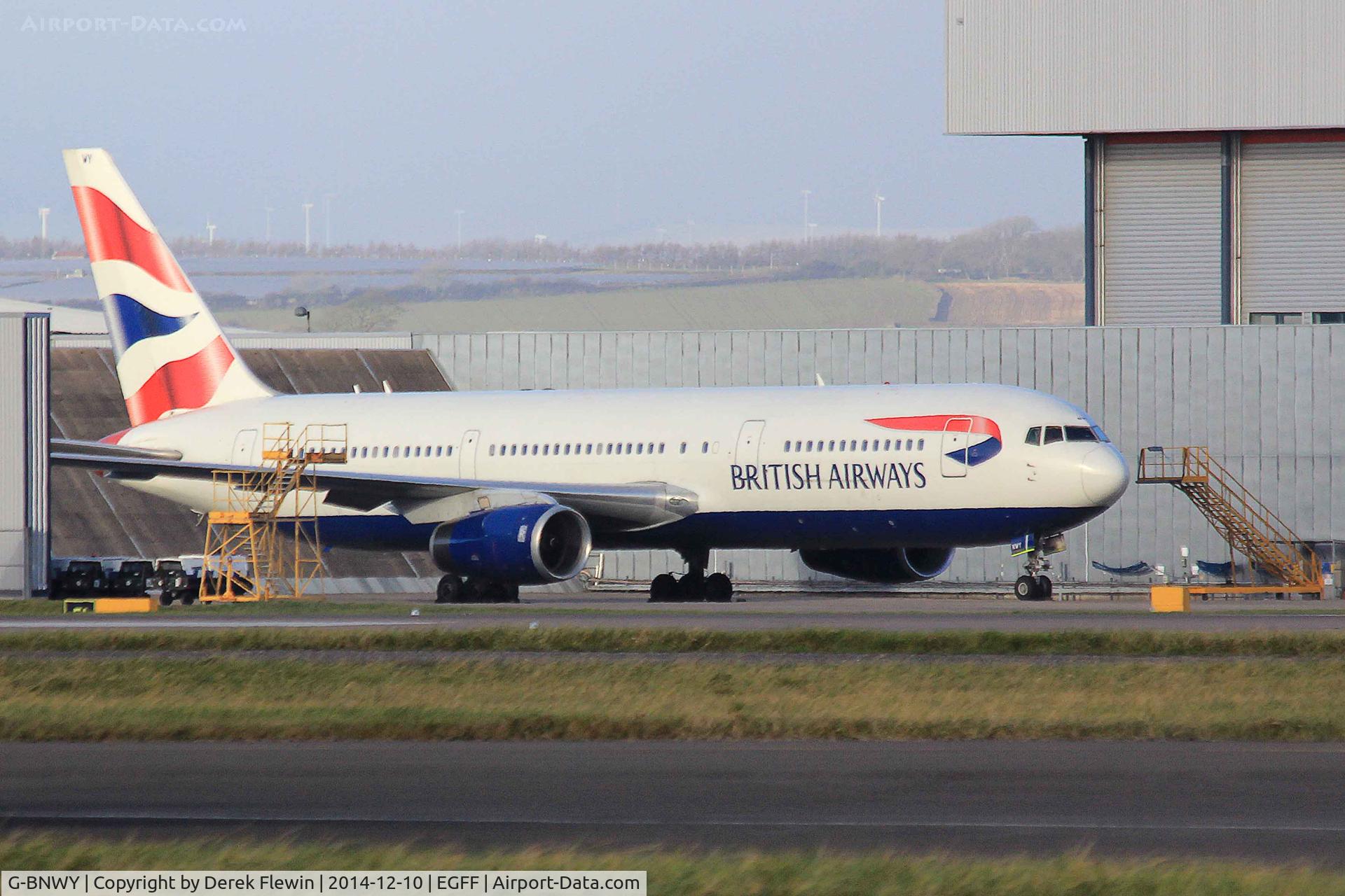 G-BNWY, 1996 Boeing 767-336 C/N 25834, 767-336, London Heathrow based, previously N5005C, seen at the British Airways Maintenance Centre at EGFF.