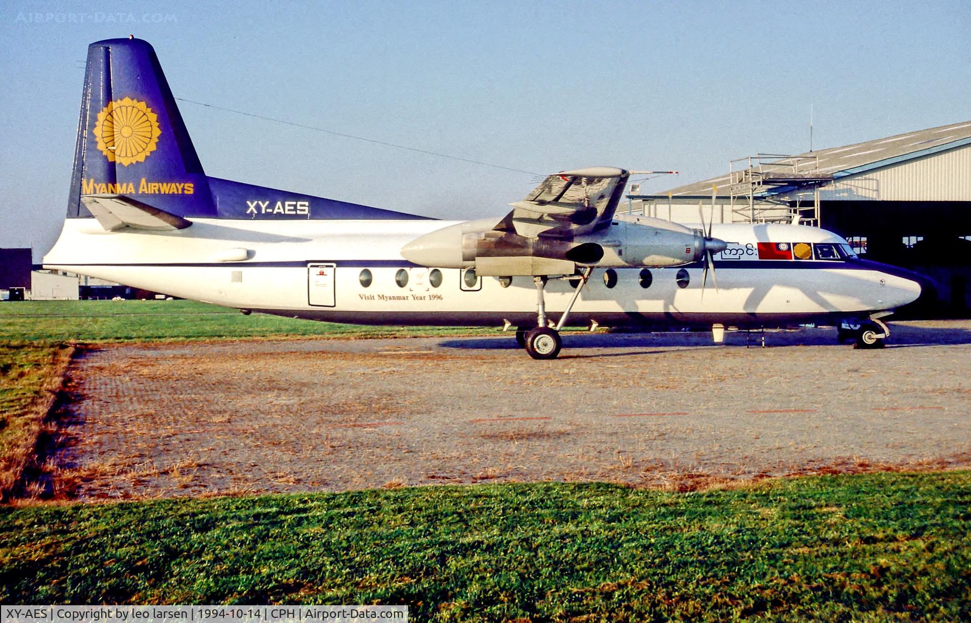 XY-AES, 1980 Fokker F.27-600 Friendship C/N 10576, Copenhagen 14.10.94 ex OY-SRC