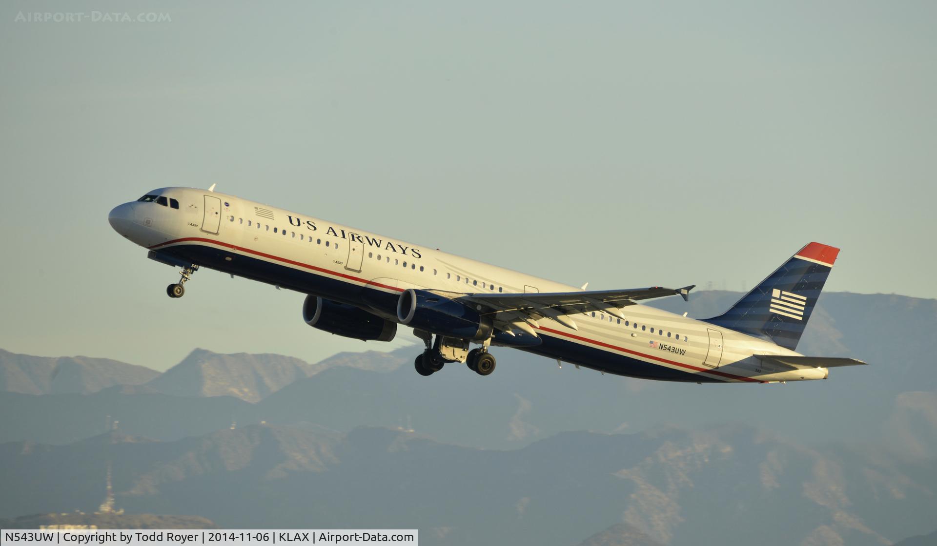 N543UW, 2011 Airbus A321-231 C/N 4843, Departing LAX on 25R