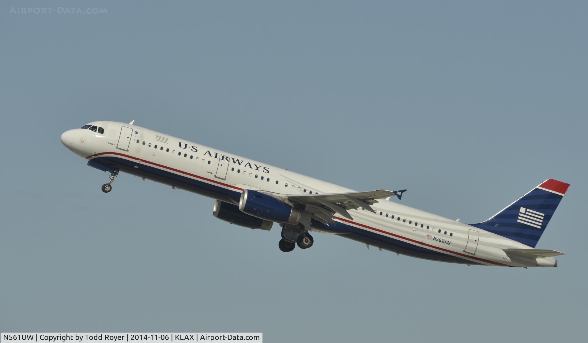 N561UW, 2012 Airbus A321-231 C/N 5317, Departing LAX on 25R