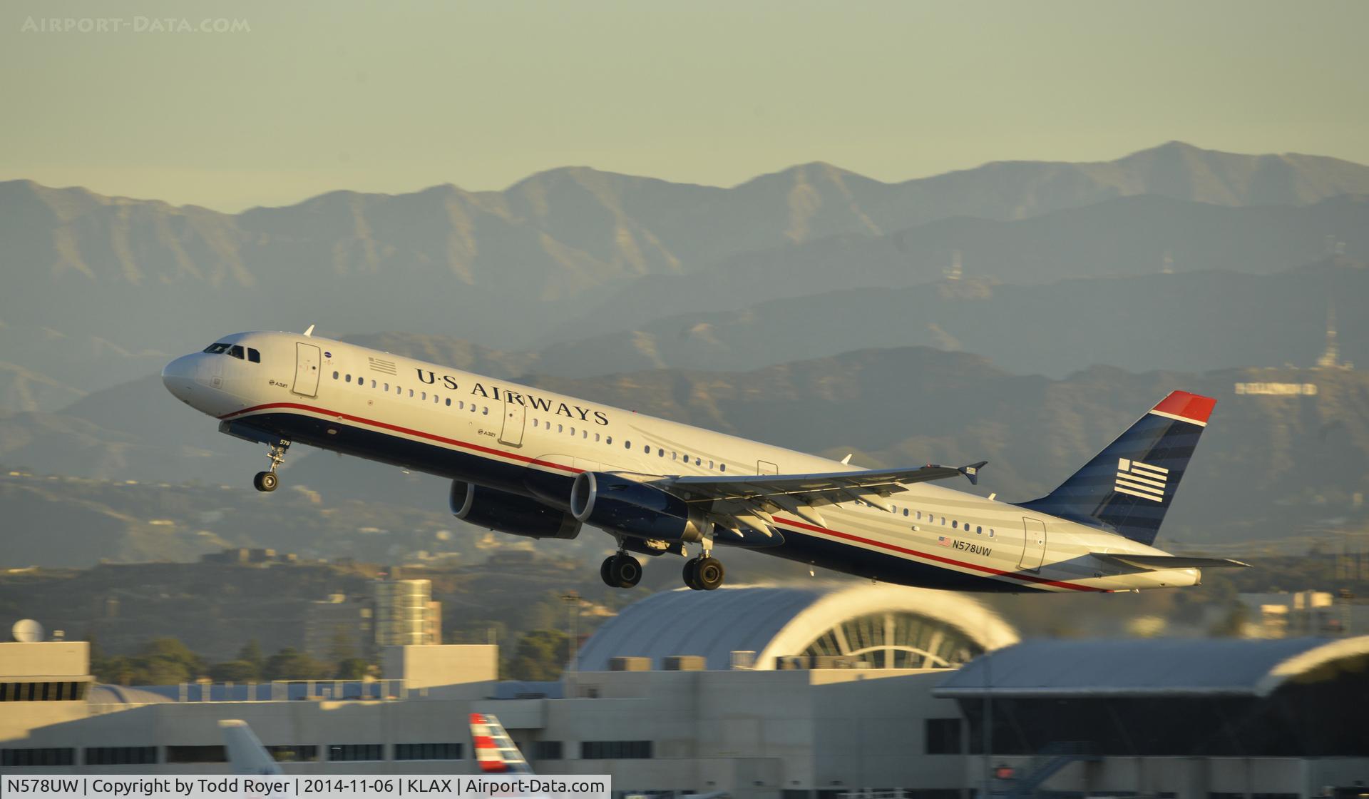 N578UW, 2014 Airbus A321-231 C/N 6035, Departing LAX on 25R