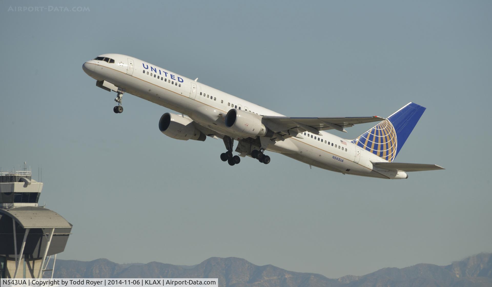 N543UA, 1991 Boeing 757-222 C/N 25698, Departing LAX on 25R
