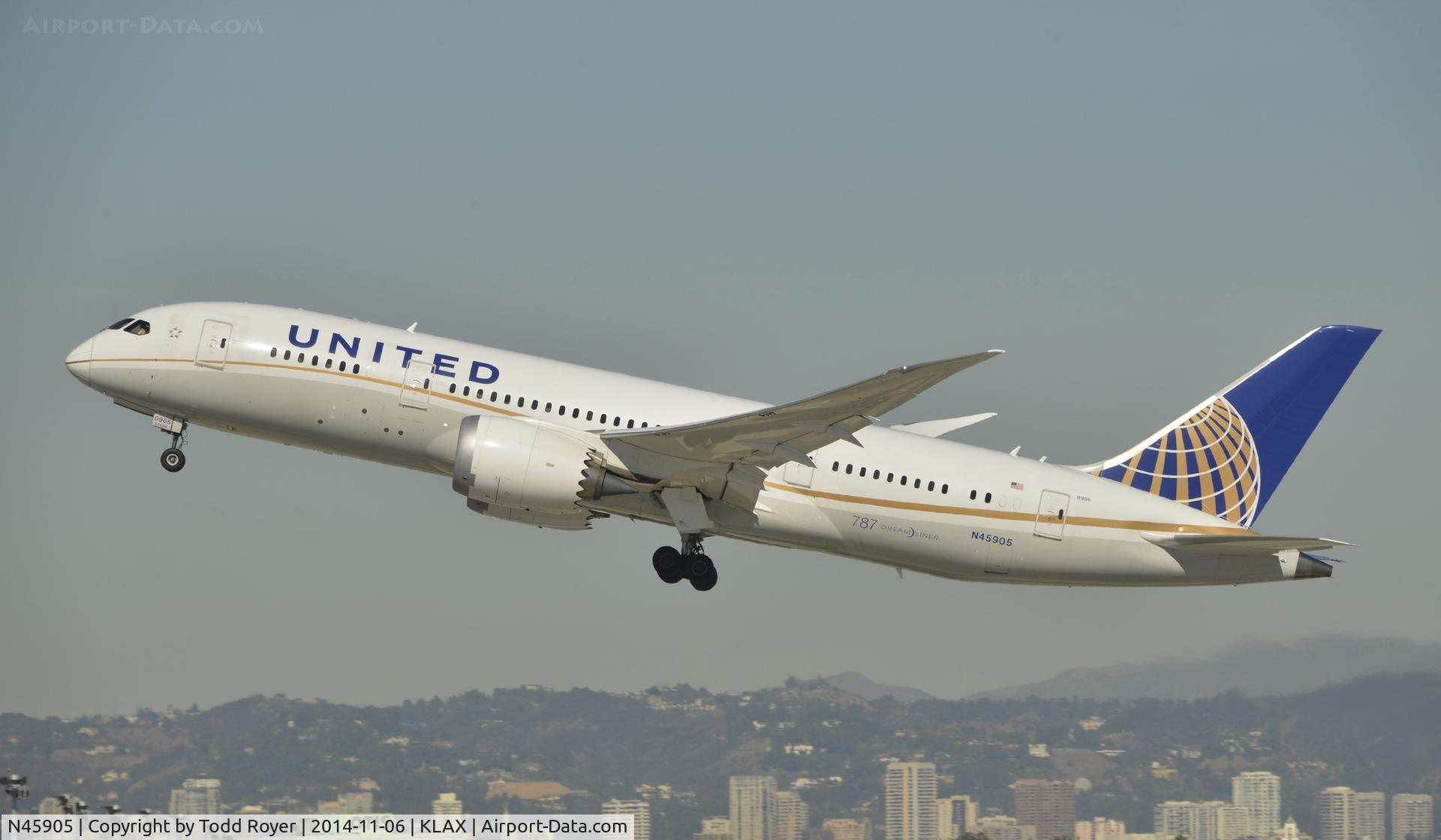 N45905, 2012 Boeing 787-8 Dreamliner Dreamliner C/N 34825, Departing LAX on 25R