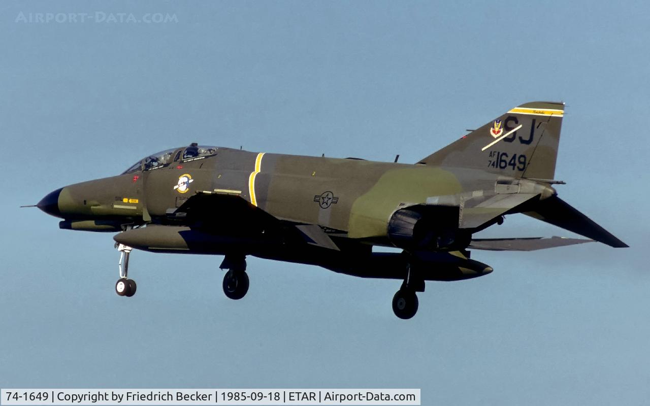 74-1649, 1974 McDonnell Douglas F-4E Phantom II C/N 4905, on final at Ramstein Air Base