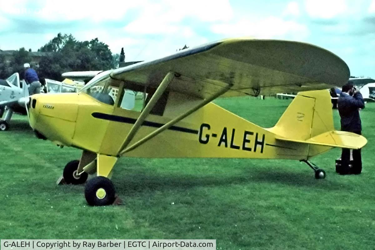 G-ALEH, 1948 Piper PA-17 Vagabond C/N 17-87, Piper PA-17 Vagabond [17-87] Cranfield~G 03/07/1982. shown here with earlier black registration and stripe. From a slide.