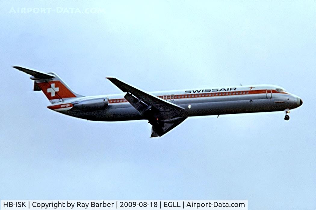 HB-ISK, 1974 Douglas DC-9-51 C/N 47654, McDonnell Douglas DC-9-51 [47654] (Swissair) Heathrow~G (Date and place unknown). From a slide.