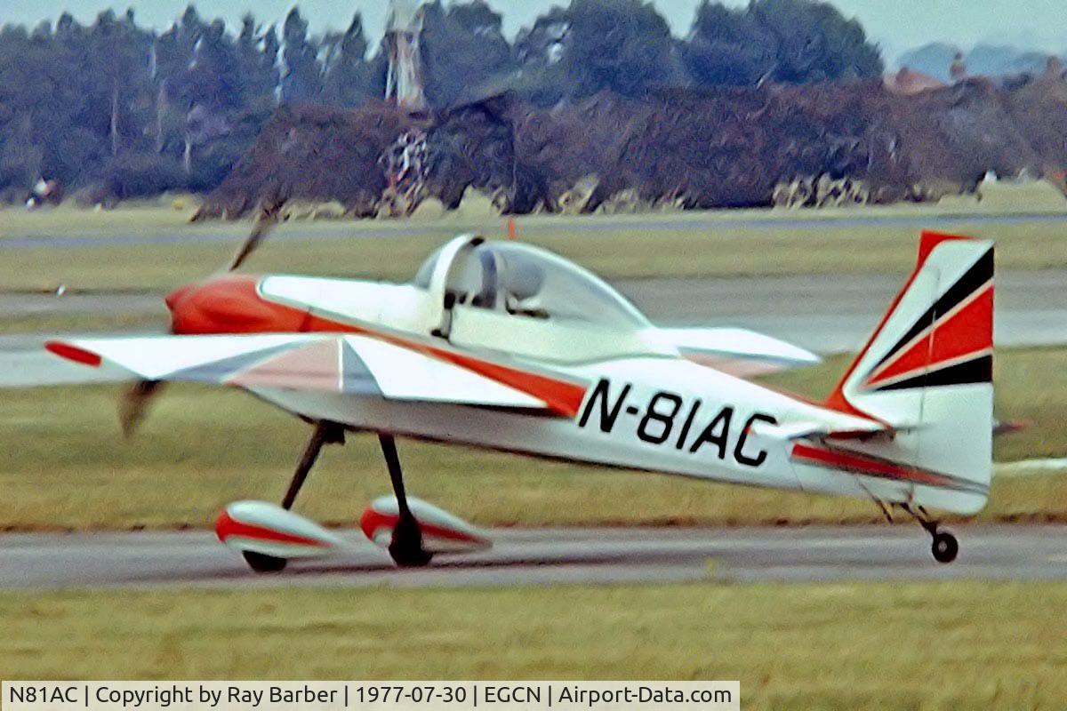 N81AC, 1976 Stephens Akro C/N 111, Stephens Akro [111] RAF Finningley~G 30/07/1977. From a slide.