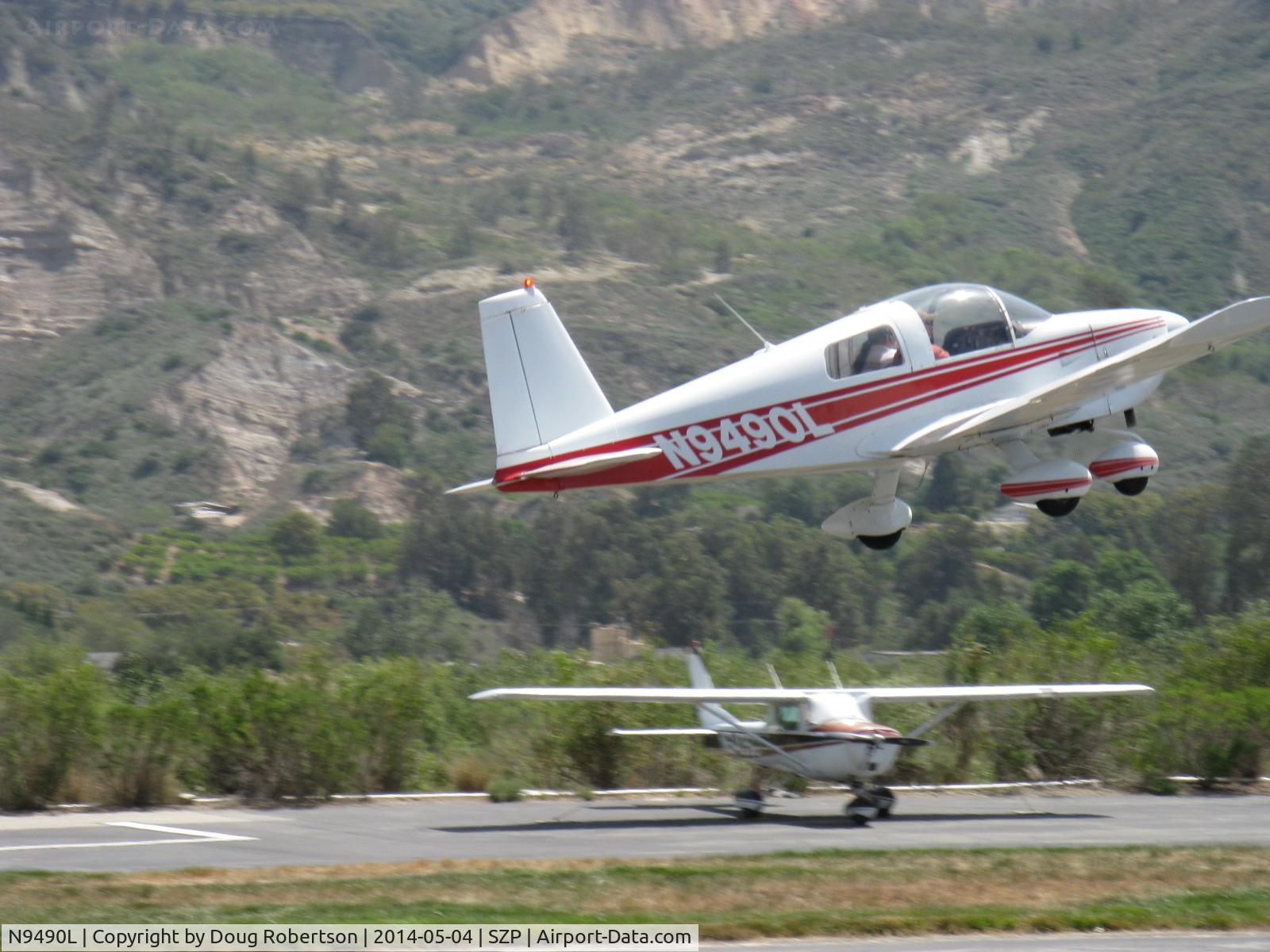 N9490L, 1971 American Aviation AA-1A Trainer Trainer C/N AA1A-0290, 1971 American Aviation AA-1A TRAINER, Lycoming O-235 108 Hp, takeoff climb Rwy 22