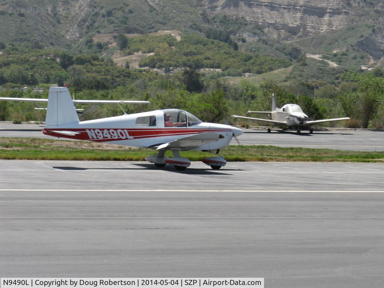N9490L, 1971 American Aviation AA-1A Trainer Trainer C/N AA1A-0290, 1971 American Aviation AA-1A TRAINER, Lycoming O-235 108 Hp, landing roll Rwy 22
