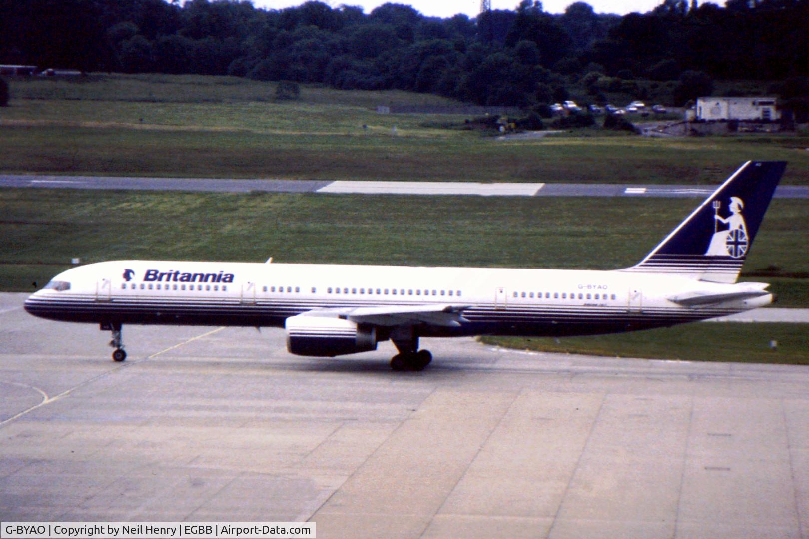 G-BYAO, 1994 Boeing 757-204 C/N 27235, Scanned from original slide taken at Birmingham, UK (BHX) in 1996