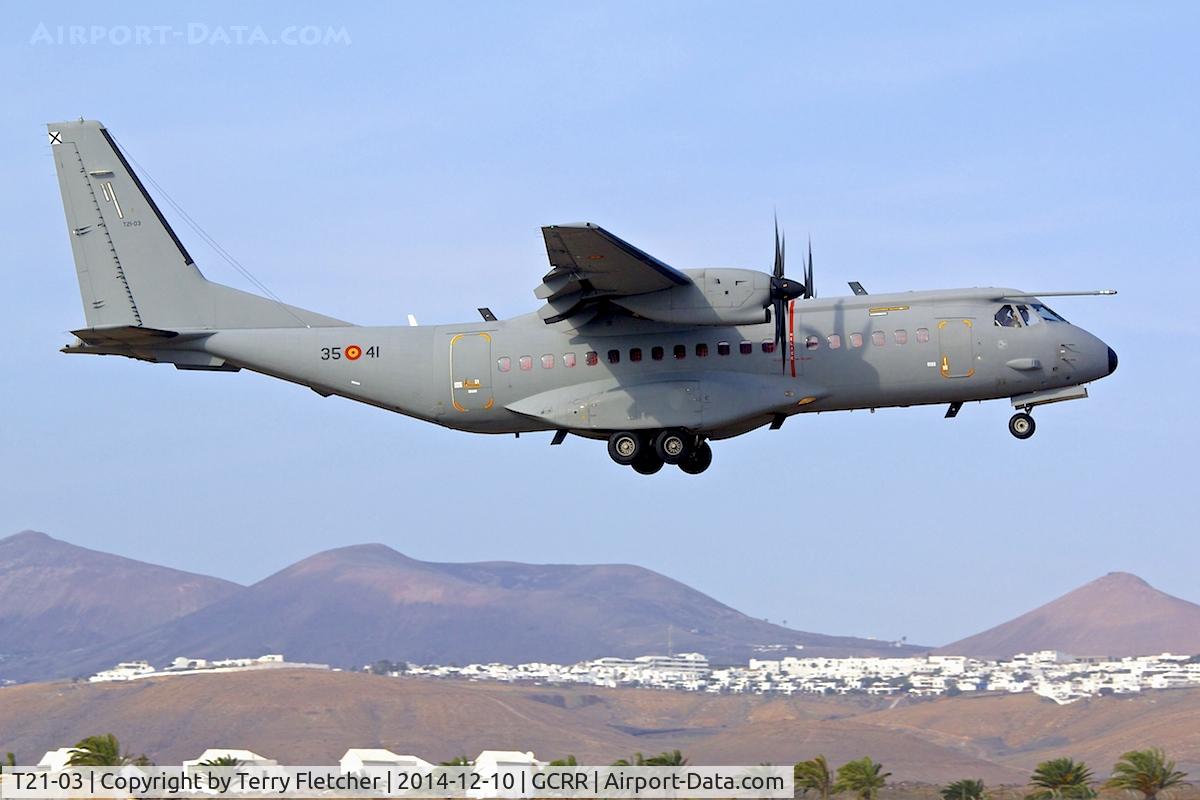 T21-03, CASA C-295M C/N EA03-03-004, At Lanzarote Airport ( Canary Isles ) in December 2014