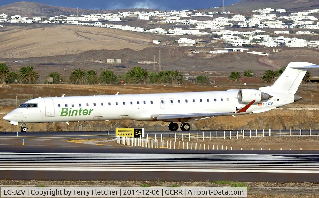 EC-JZV, 2007 Bombardier CRJ-900 (CL-600-2D24) C/N 15117, At Lanzarote Airport ( Canary Isles ) in December 2014