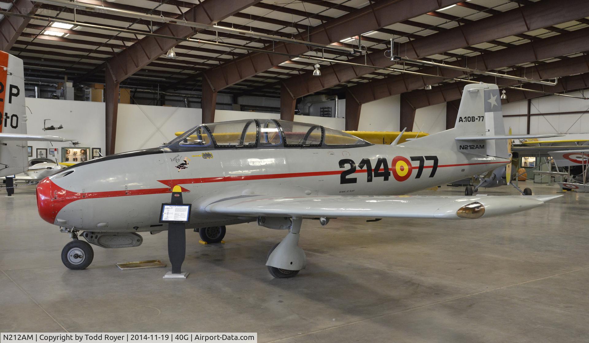 N212AM, 1965 Hispano HA-200 SAETA C/N HA-20-83, On display at the Planes of Fame Valle location