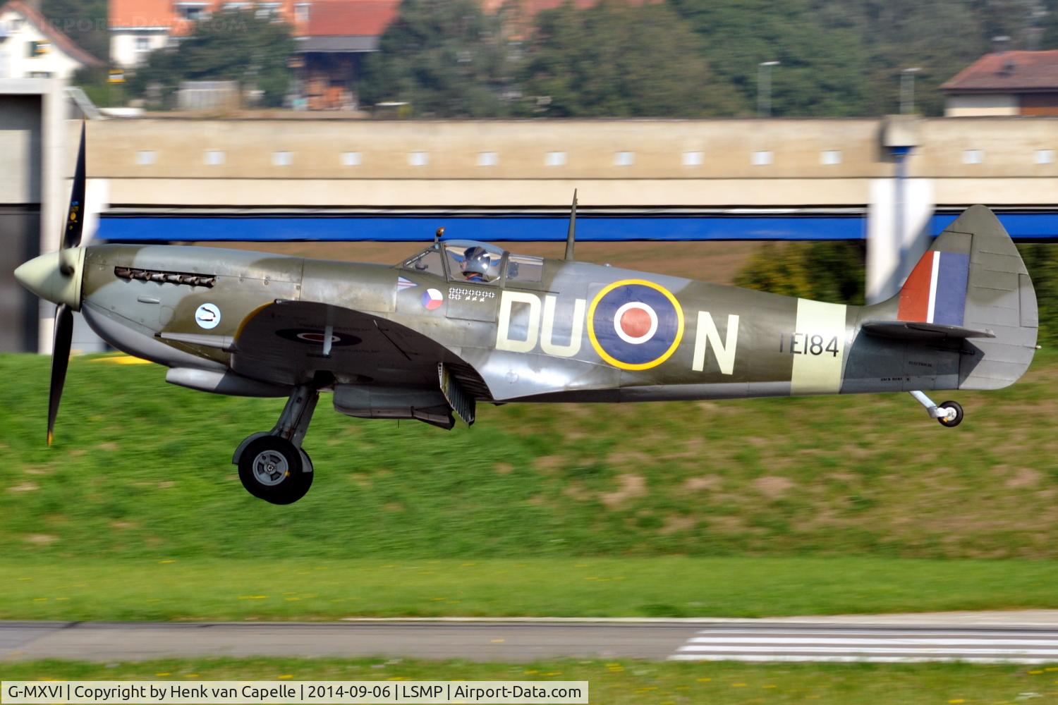G-MXVI, 1945 Supermarine 361 Spitfire LF.XVIe C/N CBAF.IX.4394, Spitfire Mk.XVIe landing at Payerne Air Base, Switzerland, AIR14.