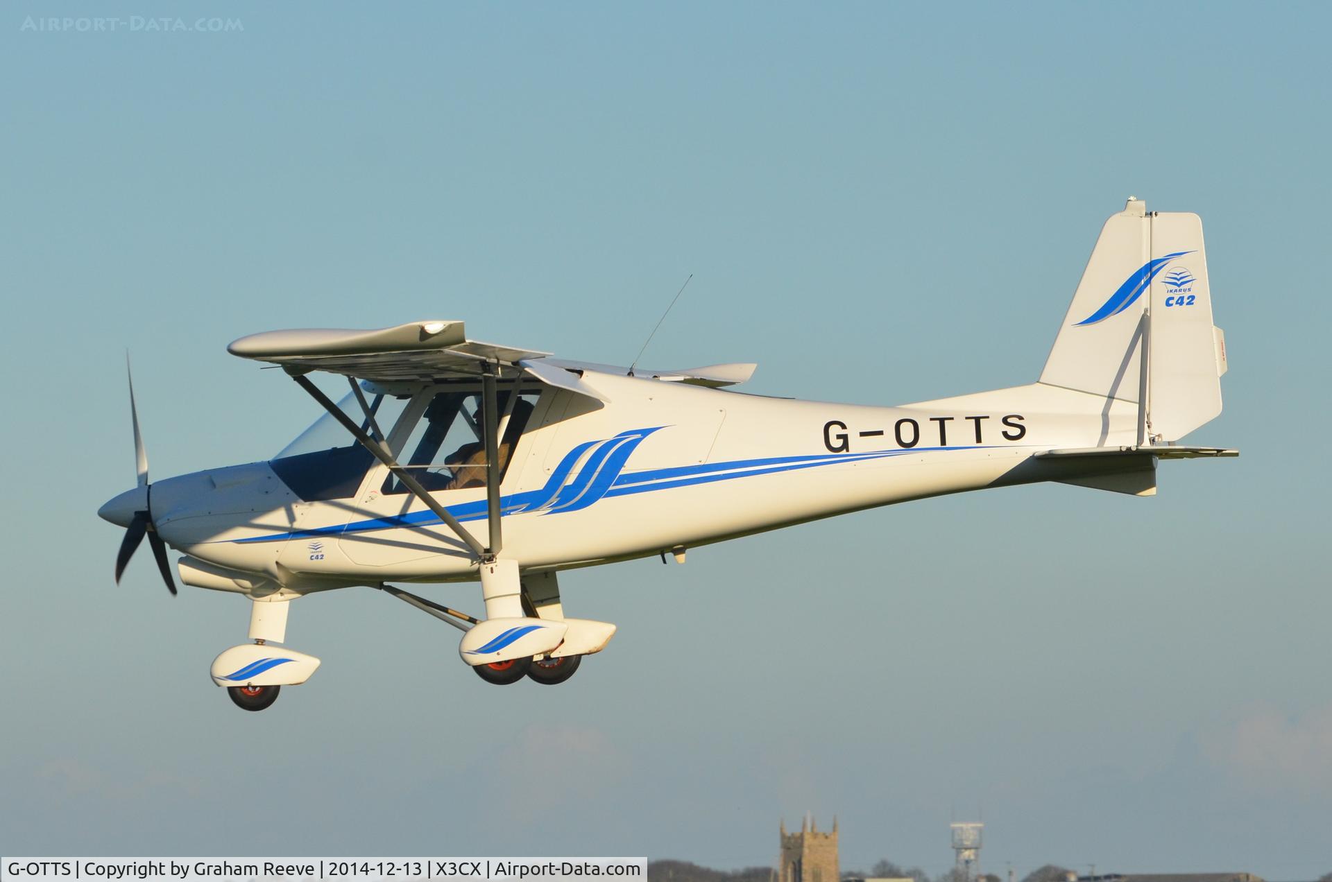 G-OTTS, 2014 Comco Ikarus C42 FB100 Bravo C/N 1407-7346, About to land at Northrepps.