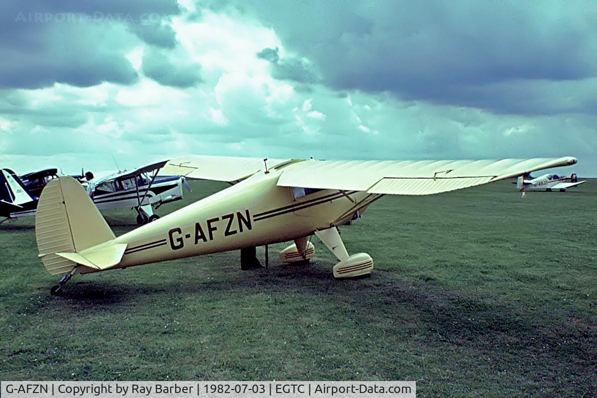 G-AFZN, 1940 Luscombe 8A Silvaire C/N 1186, Luscombe 8A Silvaire [1186] Cranfield~G 03/07/1982. From a slide.