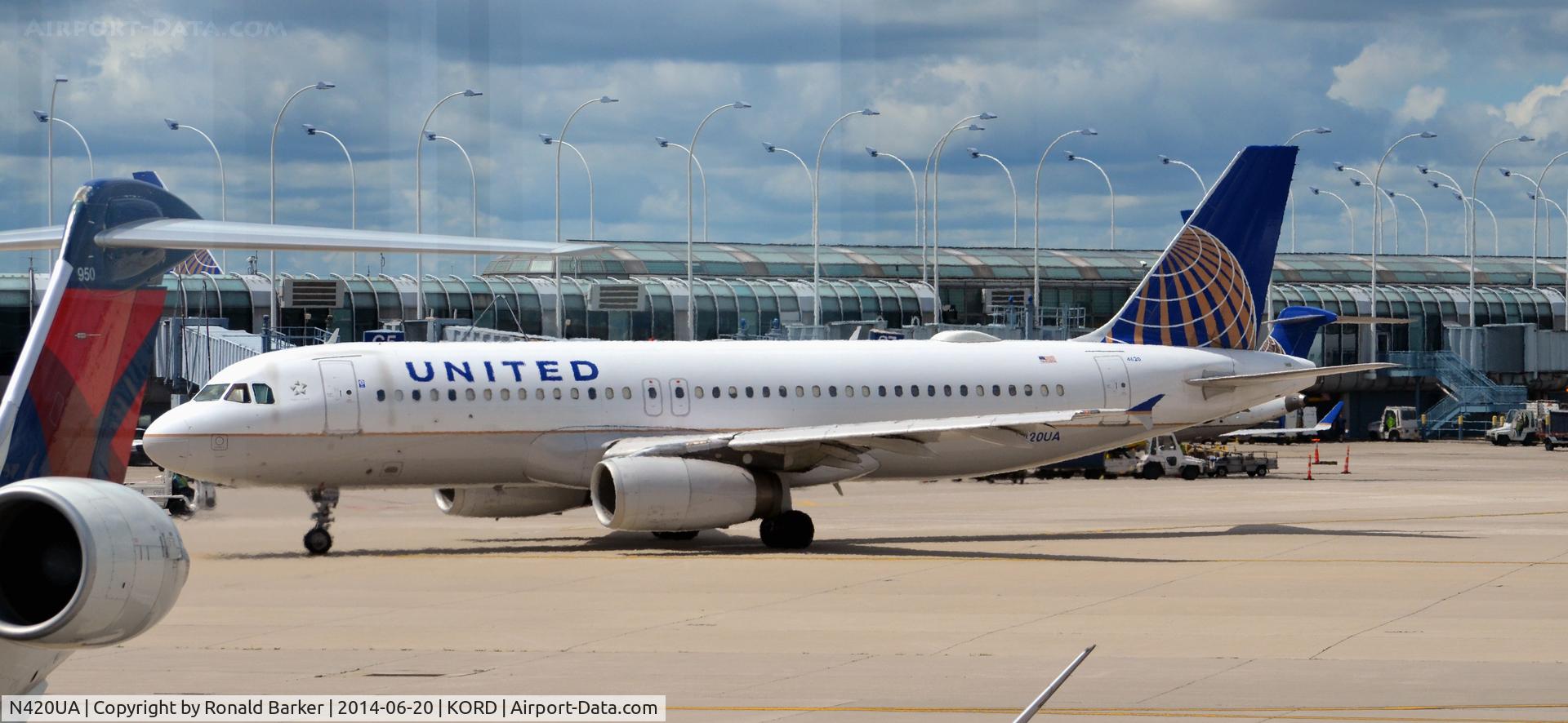 N420UA, 1994 Airbus A320-232 C/N 489, Taxi for takeoff O'Hare