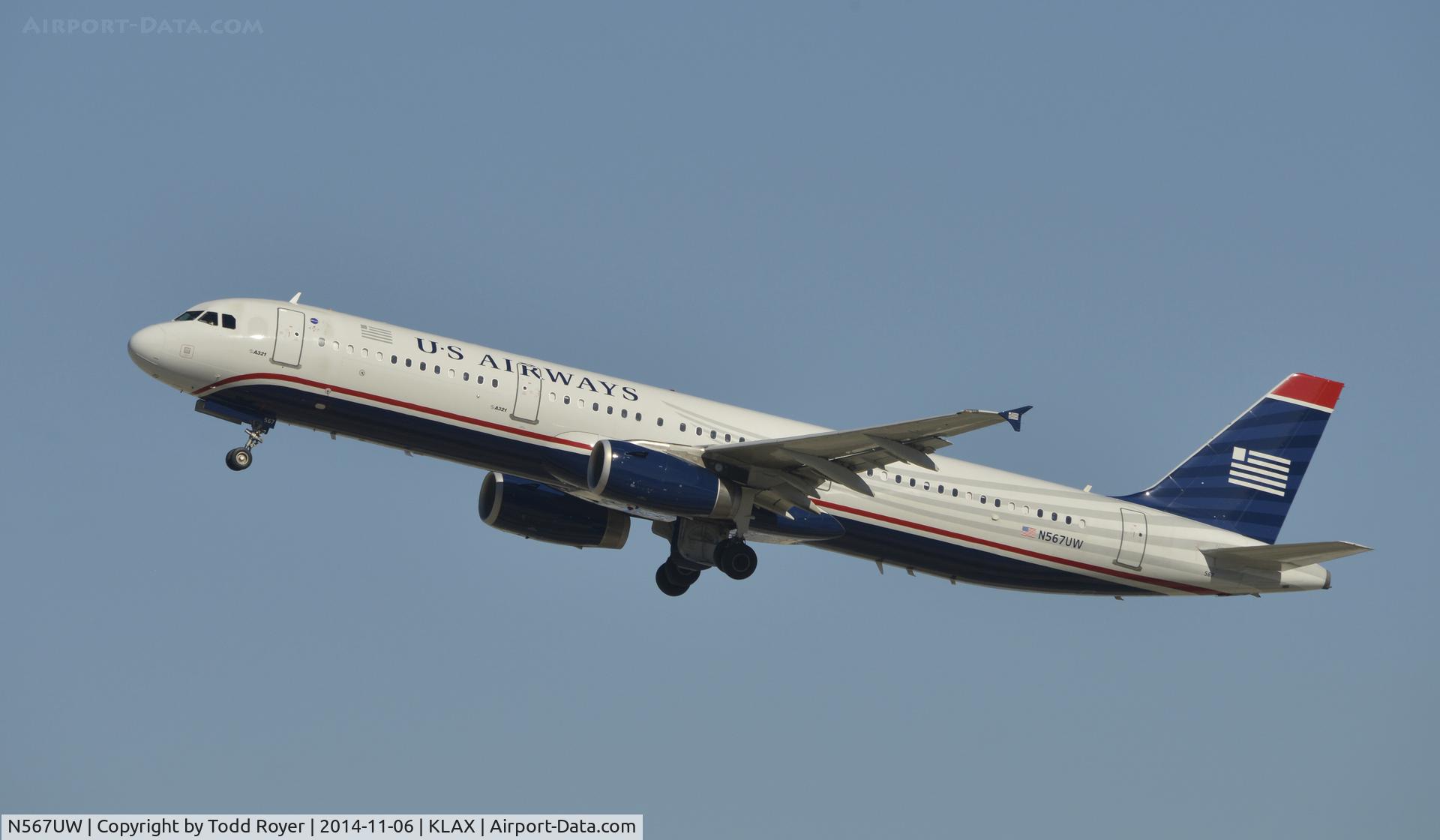 N567UW, 2013 Airbus A321-231 C/N 5728, Departing LAX on 25R