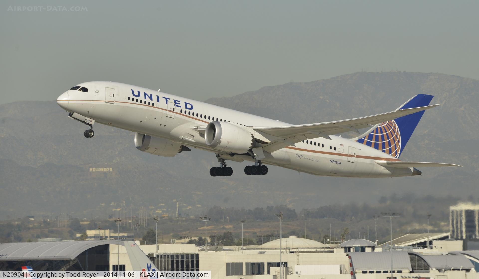 N20904, 2012 Boeing 787-8 Dreamliner C/N 34824, Departing LAX on 25R