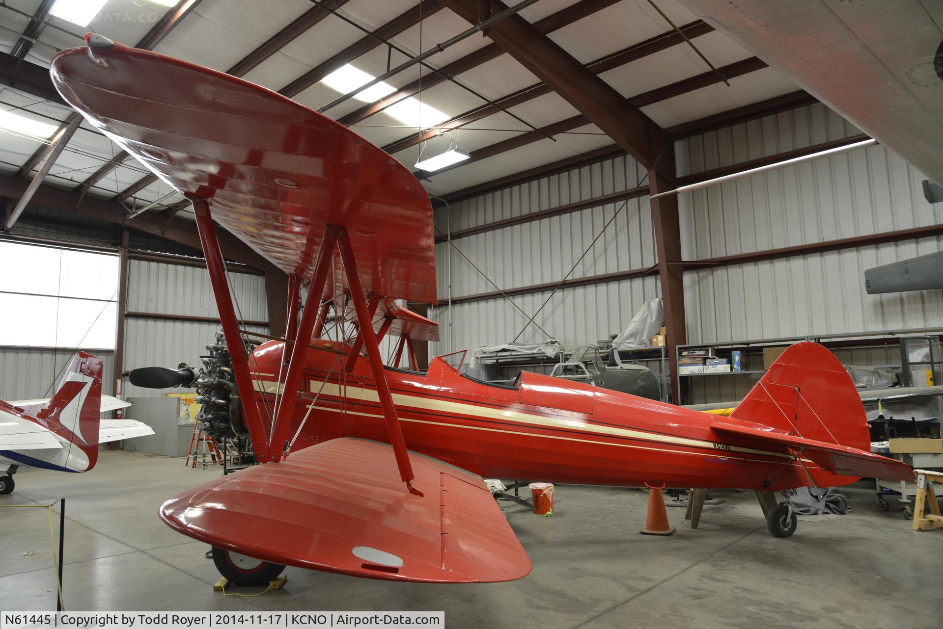 N61445, 1941 Boeing B75 C/N 75-1335, In the restoration hanger at the Planes of Fame Chino location